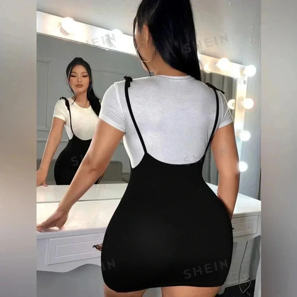 NWOT SHEIN SEXY, Bow Dress With Straps (without t-shirt), Medium, Black - Picture 2 of 9